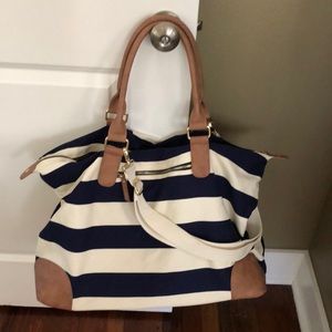 Striped Canvas Weekender Bag